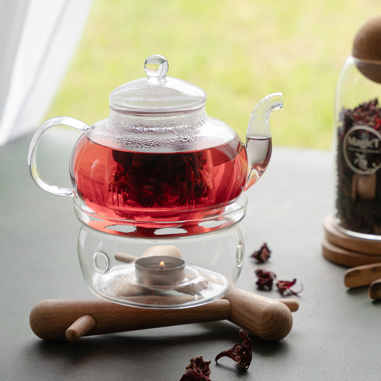Glass Teapot and Warmer Set 600cc (Free Gift)