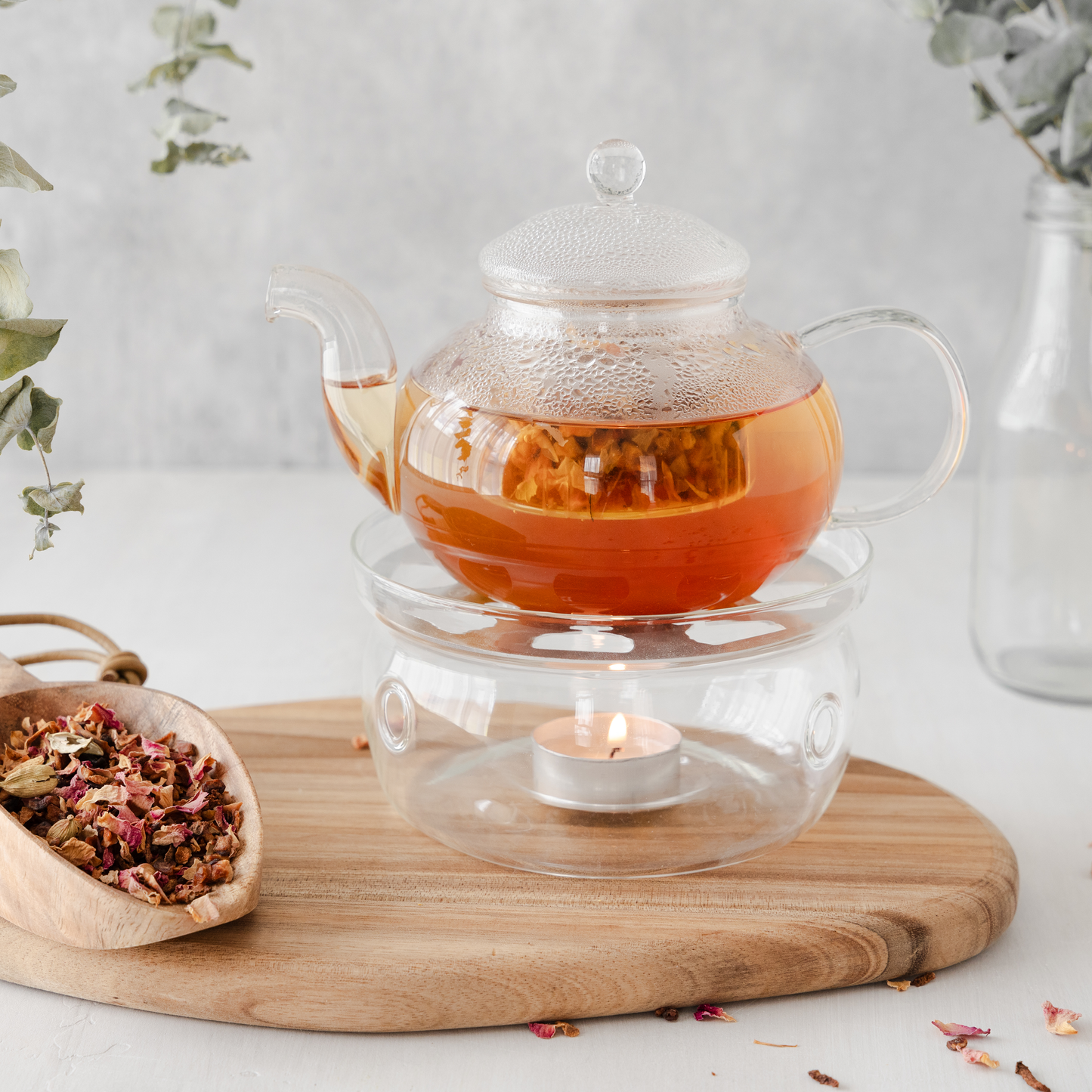 Glass Teapot and Warmer Set 450cc (Free Gift)