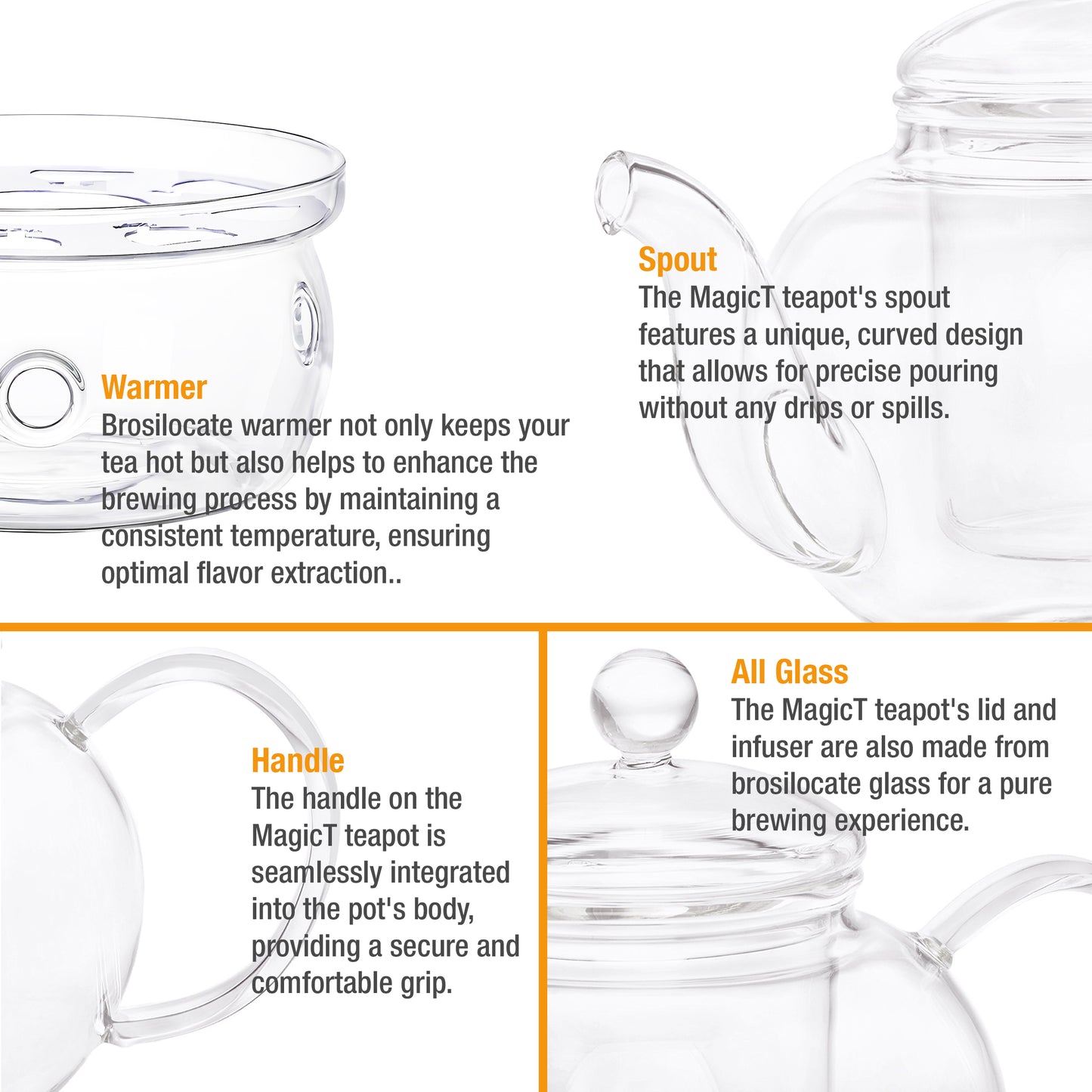 Glass Teapot and Warmer Set 450cc (Free Gift)