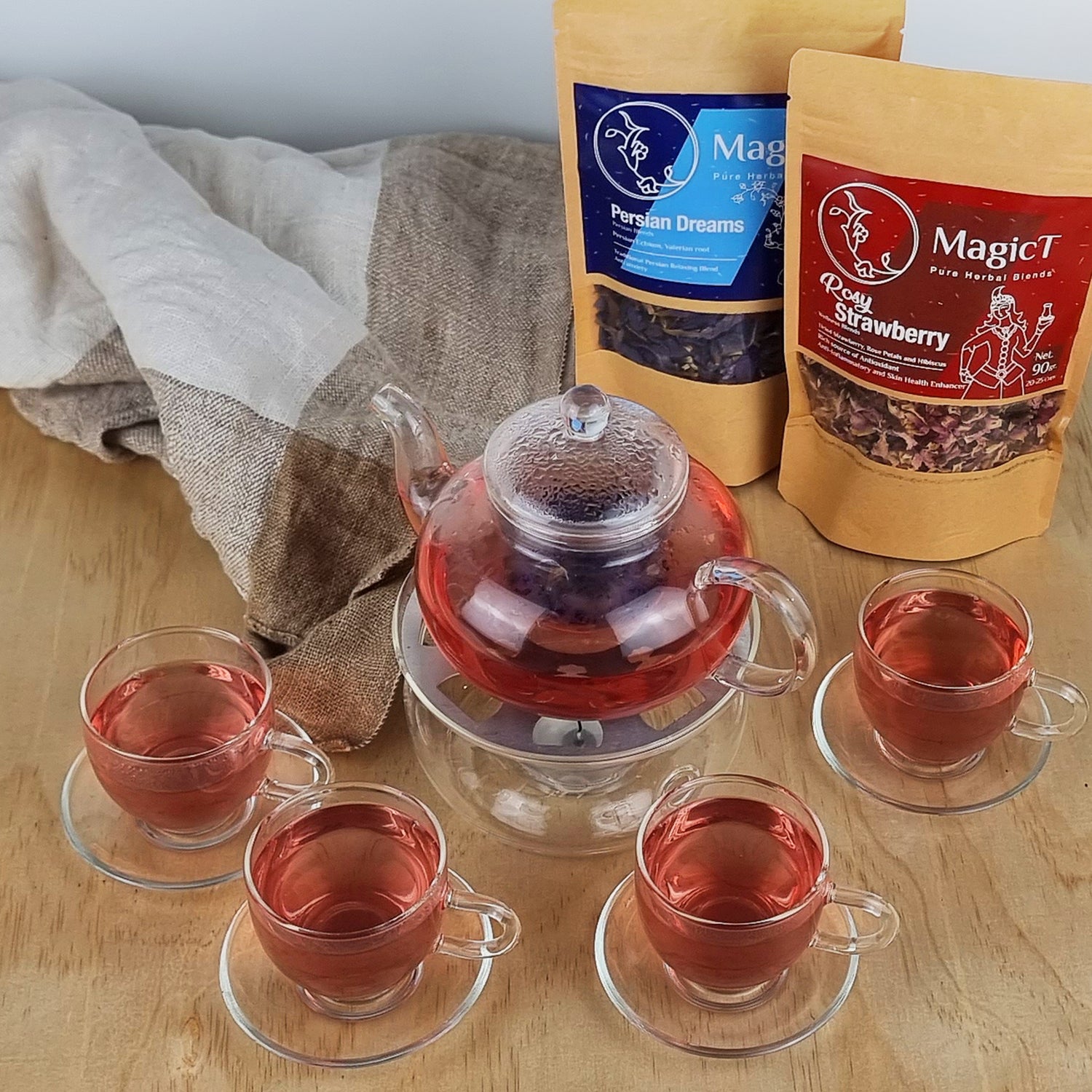 Glass Teacup and Saucer Set 100ml - Magic T