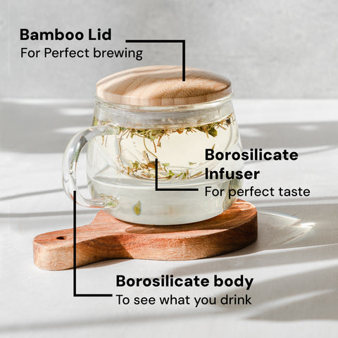 Wood Lid Glass Infuser Mug
