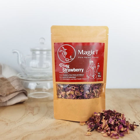 Rosy Strawberry: Dried Strawberry, Rose Petals and Hibiscus - Magic T