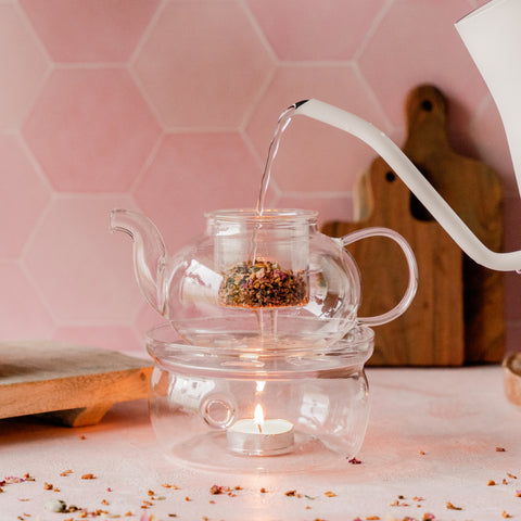 Glass Teapot and Warmer Set 450cc