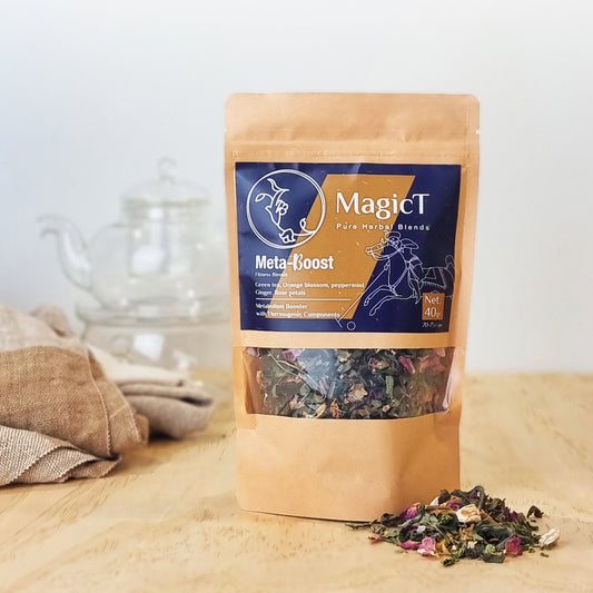 Meta-Boost: Green tea, Orange blossom, Ginger, Peppermint, Rose petals - Magic T